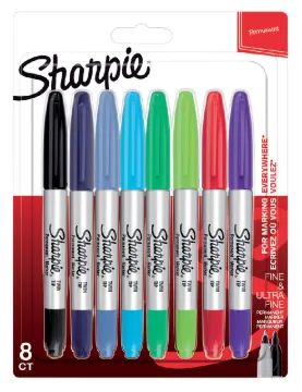 Sharpie Twin Tip Permanent Marker - 8 Colors