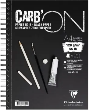 Clairefontaine Carb'On 975043C Drawing Pad 120 g Ideal for Dry Techniques DIN A4 21 x 29.7