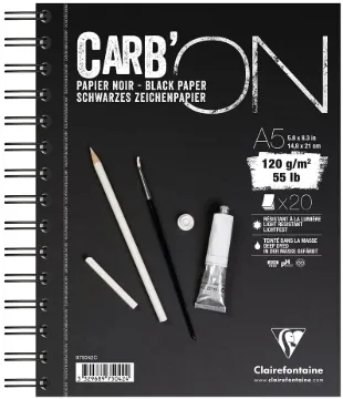 Clairefontaine Carb'On 975042C Drawing Pad 120 g Ideal for Dry Techniques DIN A5 14.8 x 31
