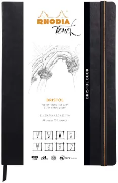 "Rhodia Touch Bristol Softcover Notebook (A4, Portrait, 32 Sheets, Faux Leather)"