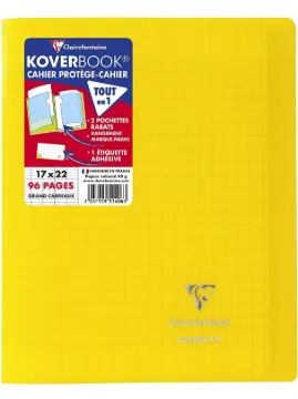 Clairefontaine 951404C Stapled Notebook Koverbook, 17x22 cm, 96 Pages, Squared - Yellow