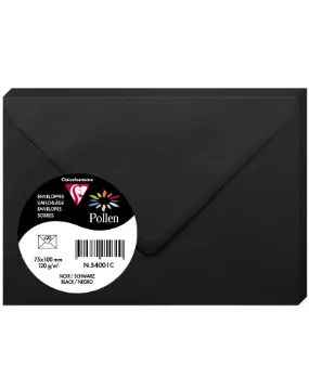 Clairefontaine Pollen Envelopes, 75 x 100 mm, 120 g - Black, Pack of 20