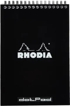 RHODIA 165039C - Spiral Notepad Black - A5 - Dotted- 80 Sheets