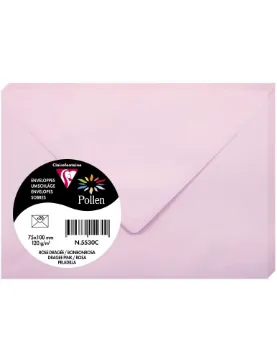 Clairefontaine Pollen Envelopes, 75 x 100 mm, 120 g - Dragee Pink, Pack of 20