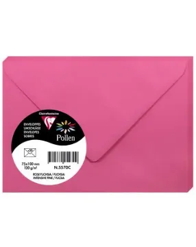 Clairefontaine Pollen Envelopes, 75 x 100 mm, 120 g - Intensive Pink, Pack of 20