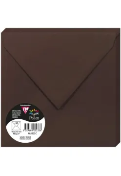 Clairefontaine 5233C Package with 20 Envelopes of Pollen 16.5x16.5 cm, 120g, Chocolate Brown