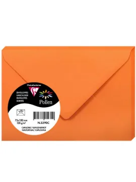 Clairefontaine Pollen Envelopes, 75 x 100 mm, 120 g - Orange, Pack of 20