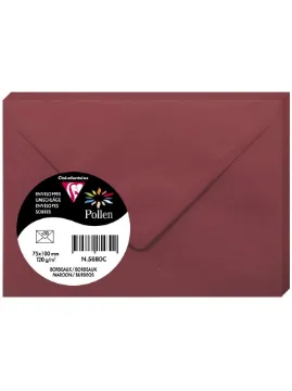 Clairefontaine Pollen Envelopes, 75 x 100 mm, 120 g - Maroon, Pack of 20