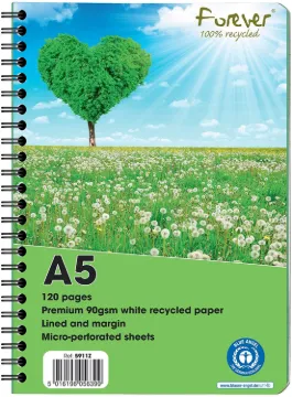 Clairefontaine 5911Z Forever Premium Recycled Wirebound A5 Notebooks, 120 Sheets- Green