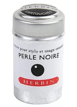 J. Herbin Fountain Pen Ink - 1 tin of 6 cartridges - Perle Noire