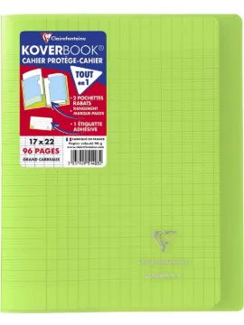 Clairefontaine 951403C Stapled Notebook Koverbook, 17x22 cm, 96 Pages, Squared - Green