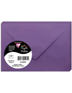 Clairefontaine Pollen Envelopes, 75 x 100 mm, 120 g - Intensive Lilac, Pack of 20