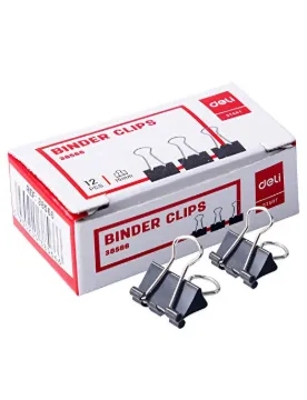 DELI BINDER CLIP 15MM BLACK (1X12)