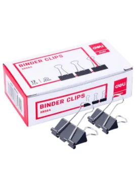 DELI BLACK BINDER CLIPS 25MM (1X12)