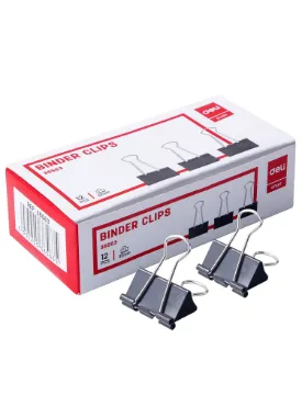 DELI BLACK BINDER CLIPS 32MM (1X12)