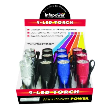 9-LED Aluminium Torch, Pack 12