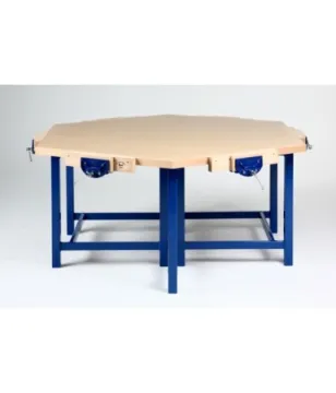 Octagonal Steel Frame Bench with Beech top