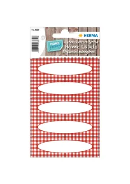 Kitchen Labels Gingham Red