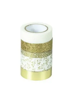 Self-adhesive Paper Tape Set - Gold and White (5pcs)