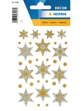HERMA STICKER DECOR STARS, GOLD EMBOSSED