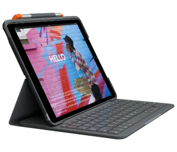 Log Slim Folio For Ipad (7-9th Generation) - Graphite - Arabic