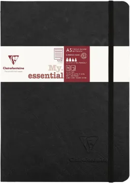 Clairefontaine 'Age Bag' Thread-Bound Notebook, A5, Lined, 192 Pages - Black