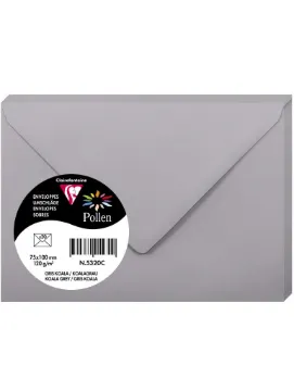 Clairefontaine Pollen Envelopes, 75 x 100 mm, 120 g - Koala Grey, Pack of 20