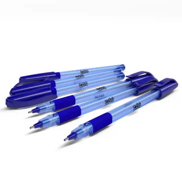 Swash Pack of 40 Premium Triangular Ballpoint Pens with rubber-grip, Blue plus 3 FREE Purple