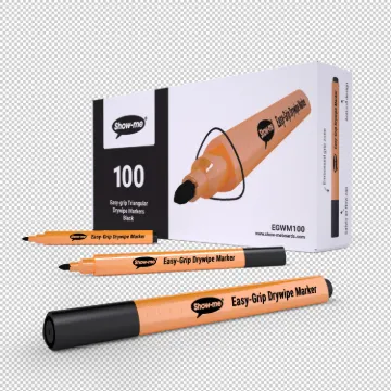 Show-me Box of 100 Triangular whiteboard Pens in Black