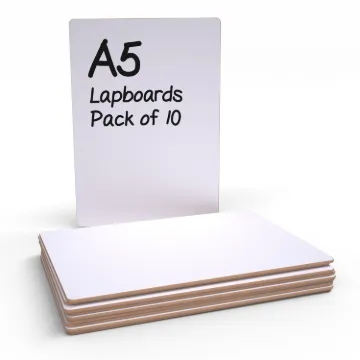 Show-me Pack of 10 x A5 Rigid Plain Drywipe Lapboards
