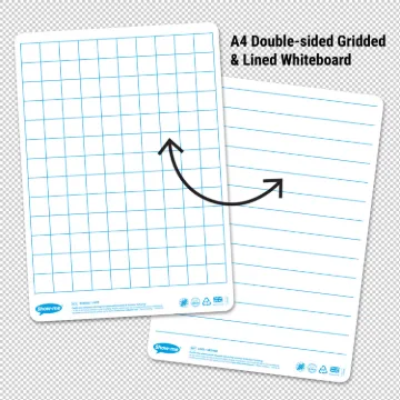 Pack 10 Show-me A4 750 micron Lined/Gridded Double-Sided Drywipe Board