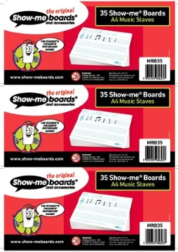 Show-me Pack of 35 x A4 Music Ruled Drywipe Boards