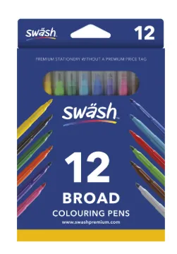 Swash Box of 12 KOMFIGRIP Colouring Pens Broad Tip - Assorted